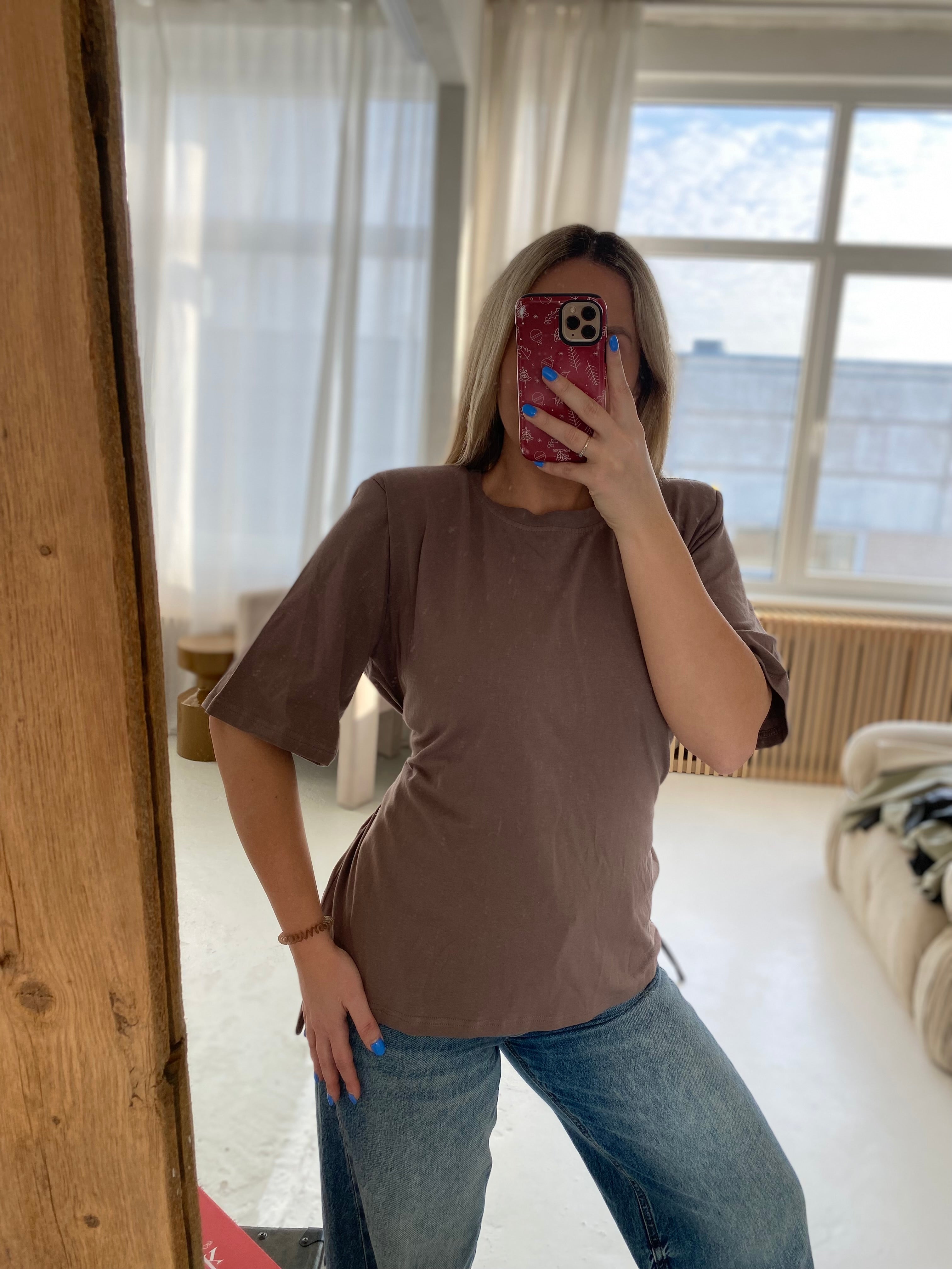 Rudi medvilniniai marškinėliai su petukais „Sienna Sculpt Tee“