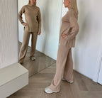 Beige viskozės ir medvilnės kostiumėlis “Beige Soft Blend Set”