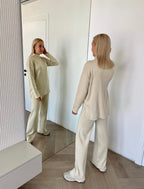 Kreminis viskozės ir medvilnės kostiumėlis “Cream Soft Blend Set”