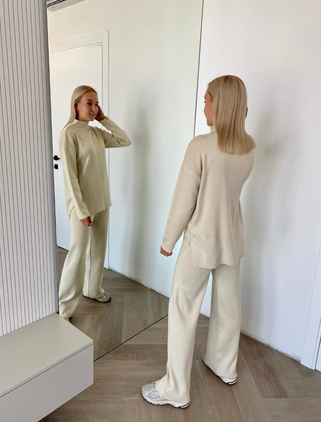 Kreminis viskozės ir medvilnės kostiumėlis “Cream Soft Blend Set”