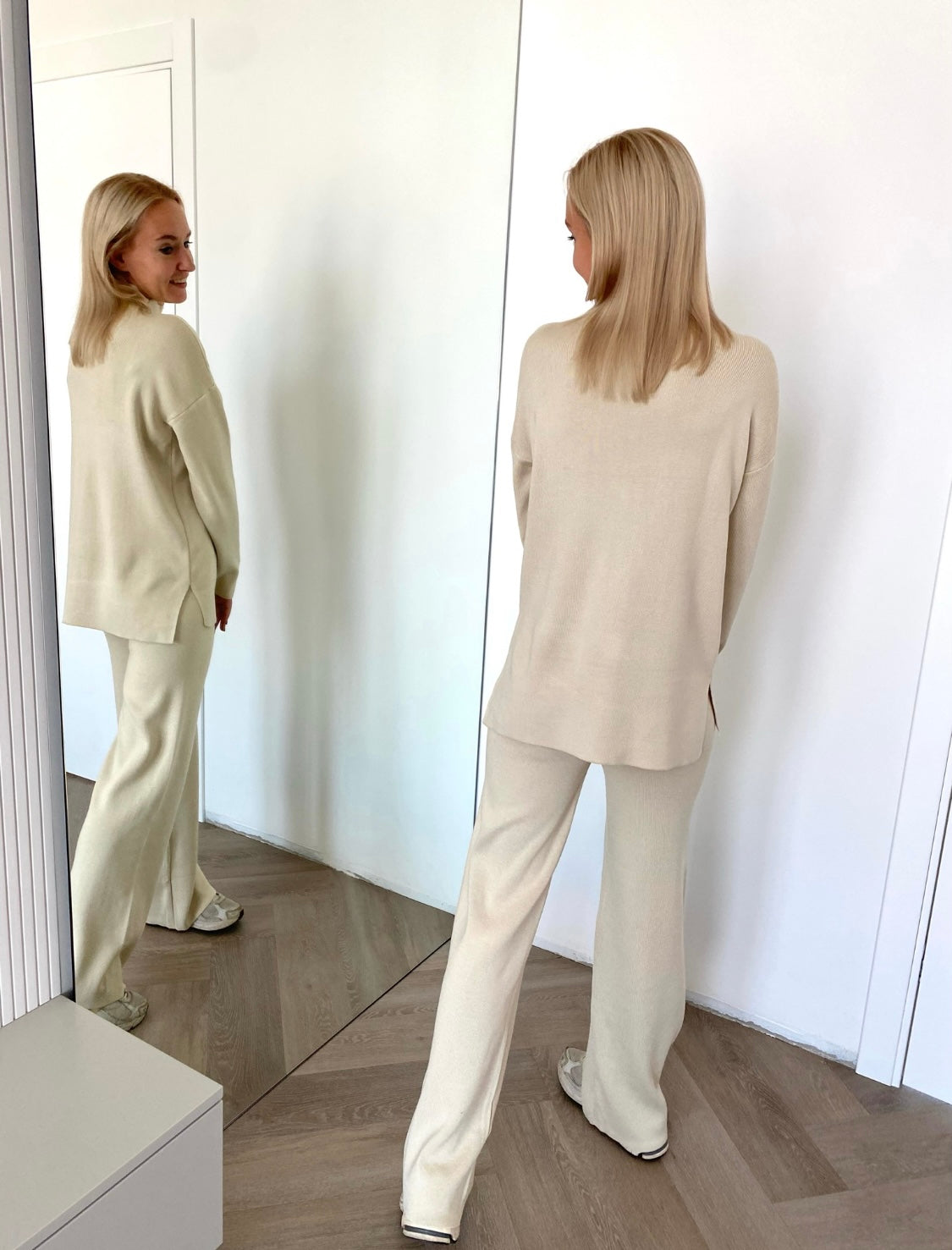 Kreminis viskozės ir medvilnės kostiumėlis “Cream Soft Blend Set”