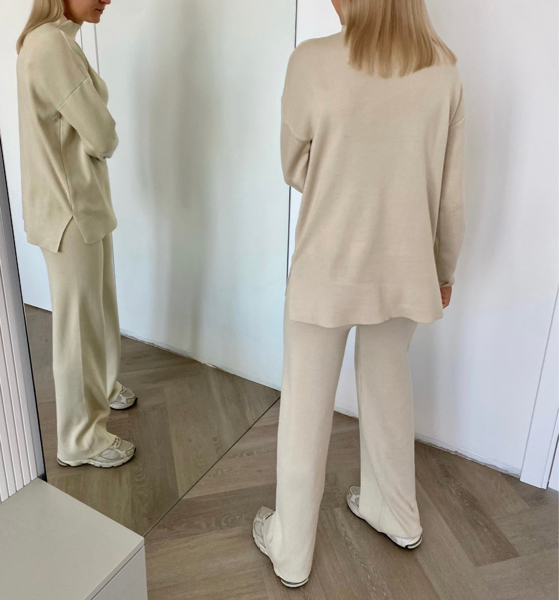 Kreminis viskozės ir medvilnės kostiumėlis “Cream Soft Blend Set”