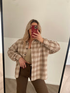 Languoti nude atspalvių medvilniniai marškiniai “Nude Check Cotton Shirt”