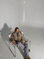 Nude oversize vidutinio ilgio dirbtiniai kailinukai “Nude Oversize Faux Fur Coat”