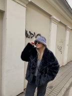 Pilka dirbtinio kailio bucket hat kepurė “Grey Cozy Faux Fur Bucket Hat”