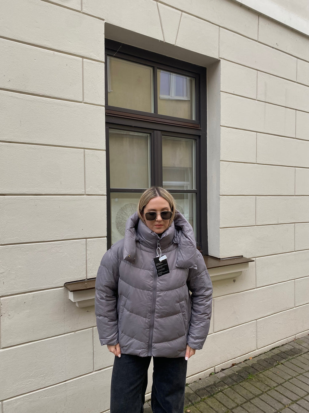 Pilka pūkinė striukė su natūraliu pūku “Grey Essential Down Jacket”