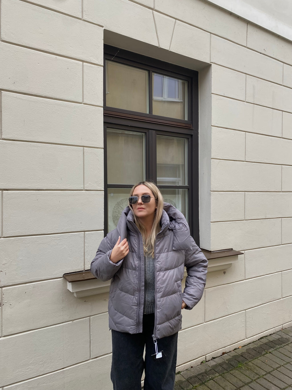 Pilka pūkinė striukė su natūraliu pūku “Grey Essential Down Jacket”