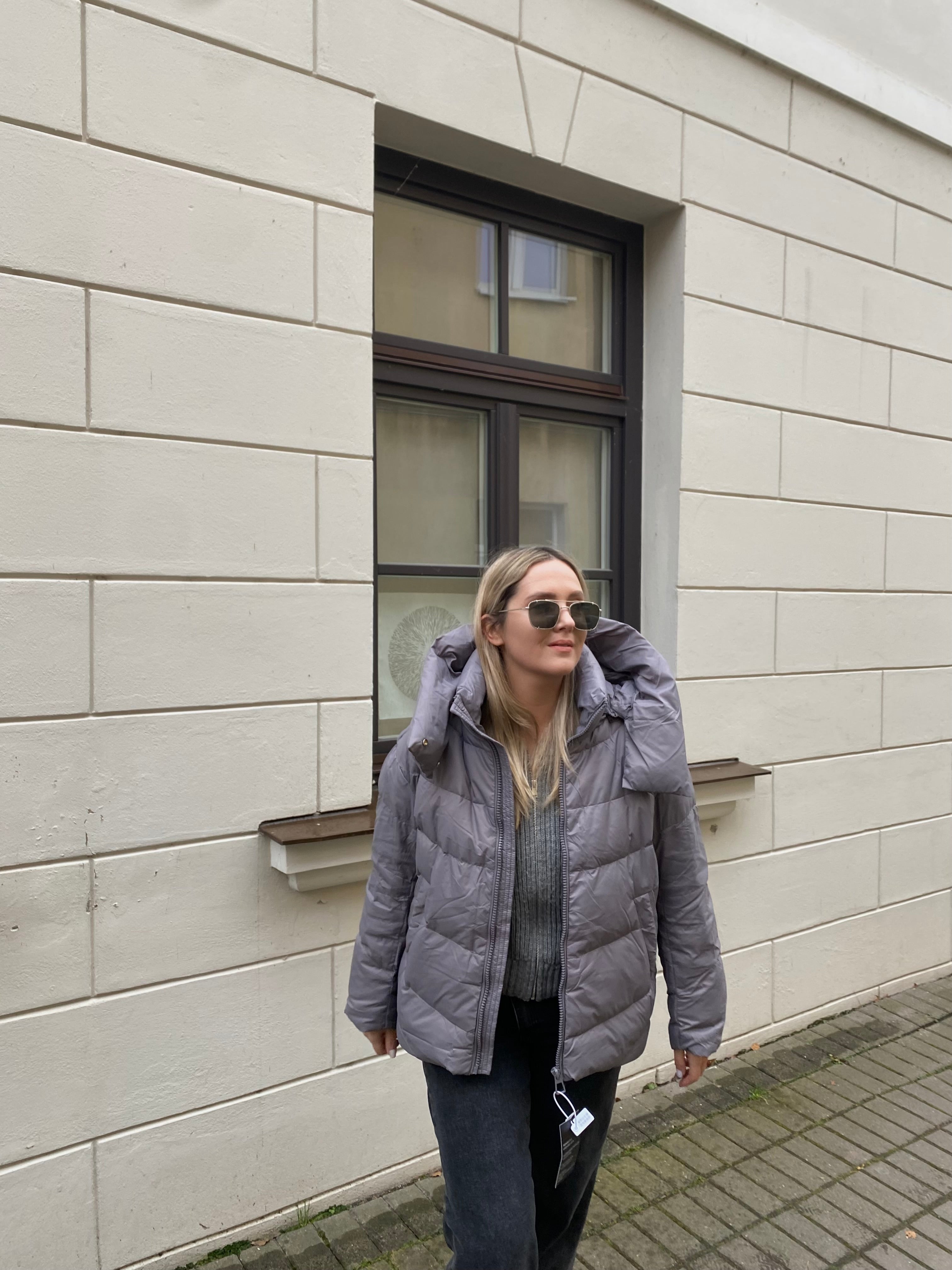 Pilka pūkinė striukė su natūraliu pūku “Grey Essential Down Jacket”