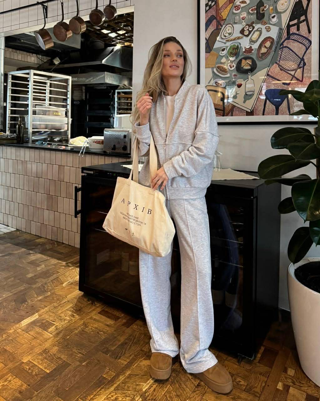 Pilkas trisiūlės medvilnės kostiumas „Elowen Cotton Set“