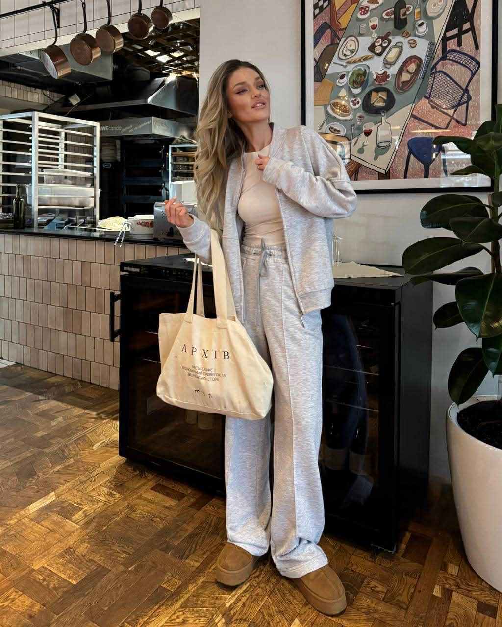 Pilkas trisiūlės medvilnės kostiumas „Elowen Cotton Set“