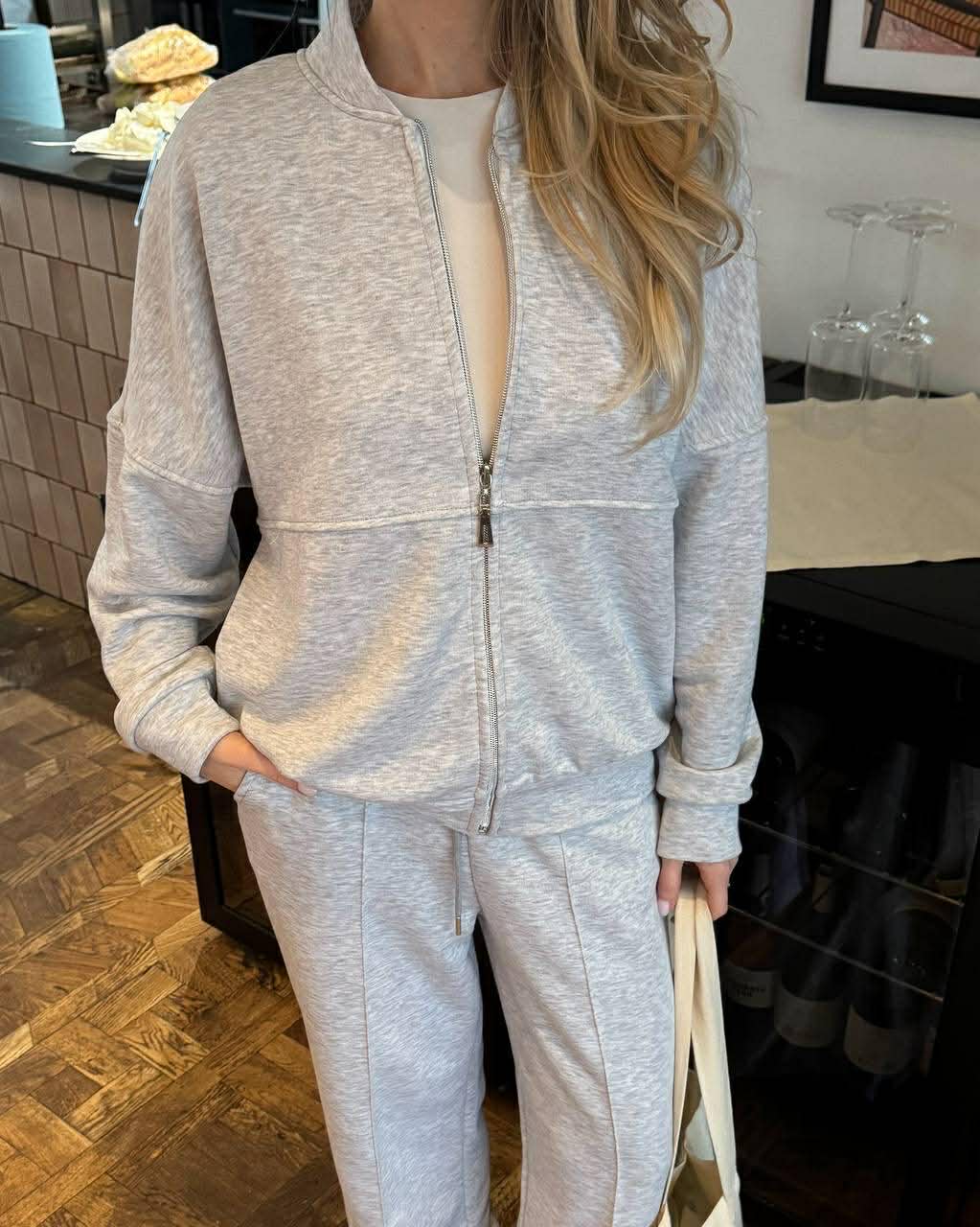 Pilkas trisiūlės medvilnės kostiumas „Elowen Cotton Set“