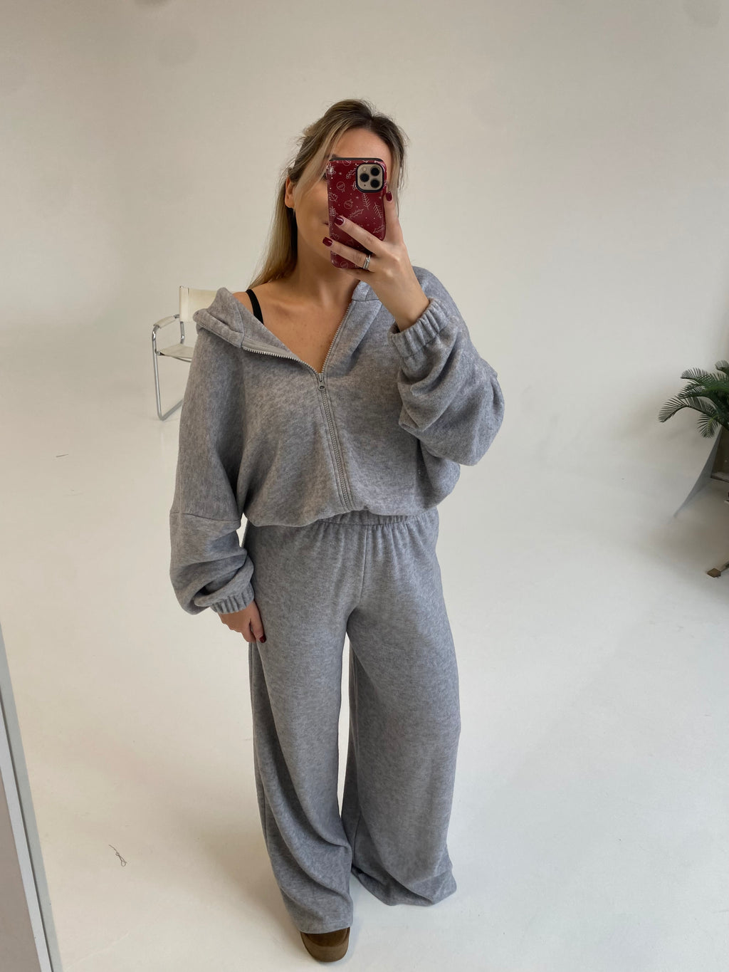 Šiltas megztas laisvalaikio komplektas su vilna “Wool Cozy Grey Set”