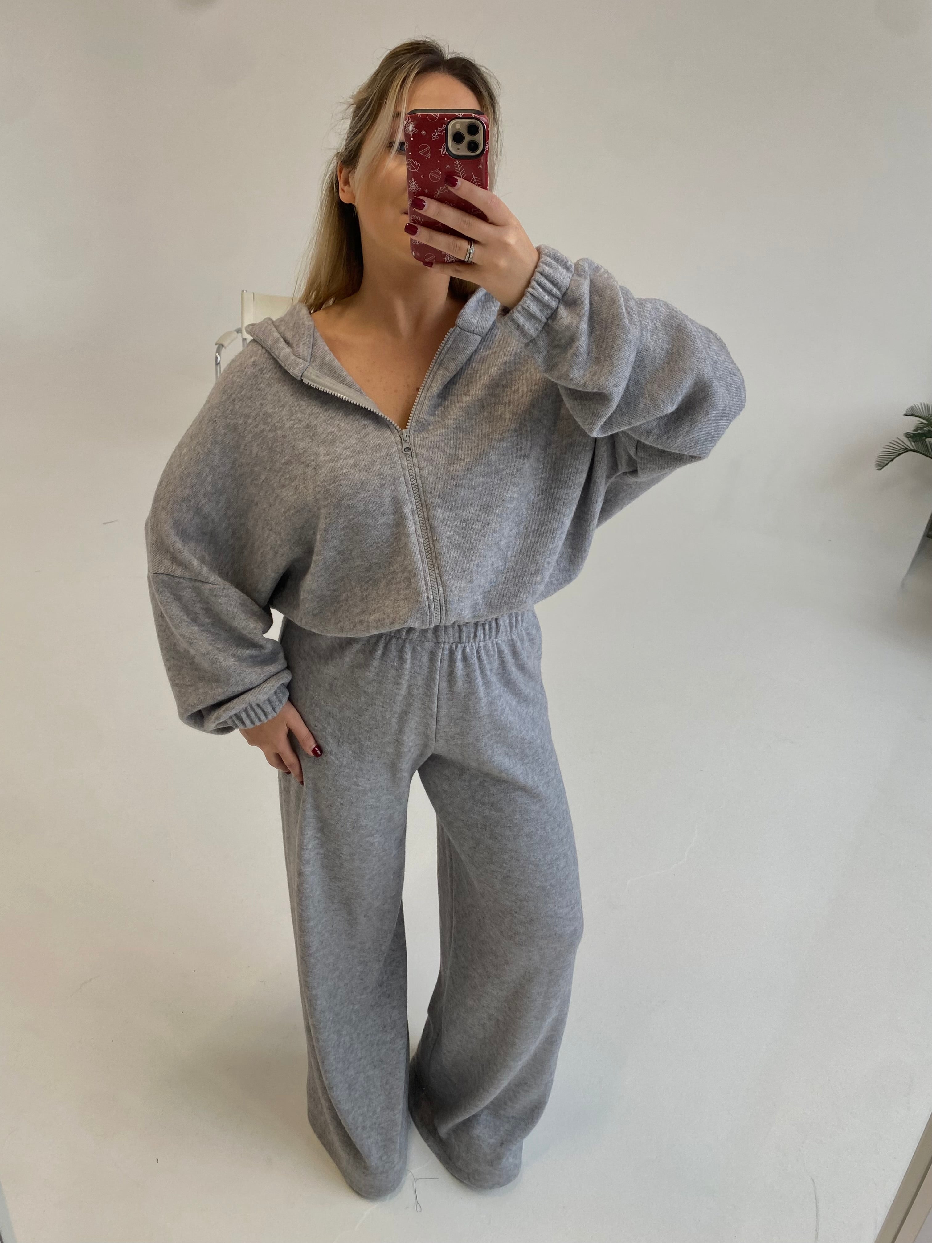 Šiltas megztas laisvalaikio komplektas su vilna “Wool Cozy Grey Set”