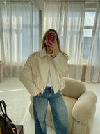 Kreminė premium dirbtinės odos bomber tipo striukė „Noelle Luxe Bomber“