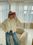 Kreminė premium dirbtinės odos bomber tipo striukė „Noelle Luxe Bomber“