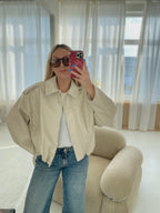 Kreminė premium dirbtinės odos bomber tipo striukė „Noelle Luxe Bomber“