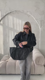 Natūralios odos rankinė „Luna Black“