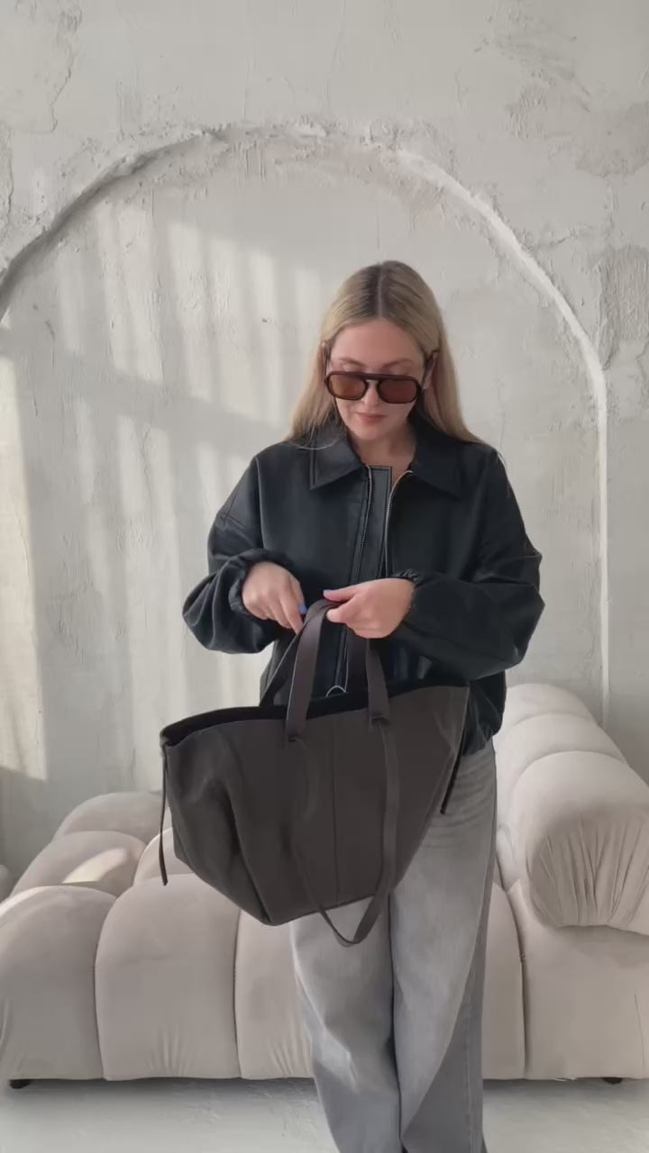 PREORDER: Natūralios odos rankinė „Luna Choco“