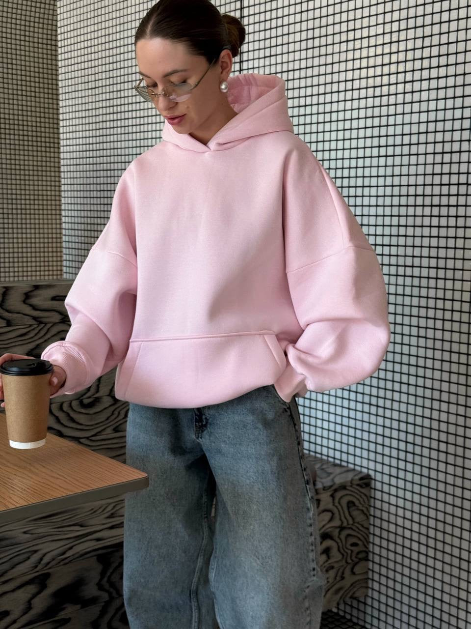 Rožinis oversize džemperis “Find Me In The Waves – Pink Edition”