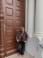 Šokoladinė pūkinė stilinga striukė “Chocolate Puffer Oversize”