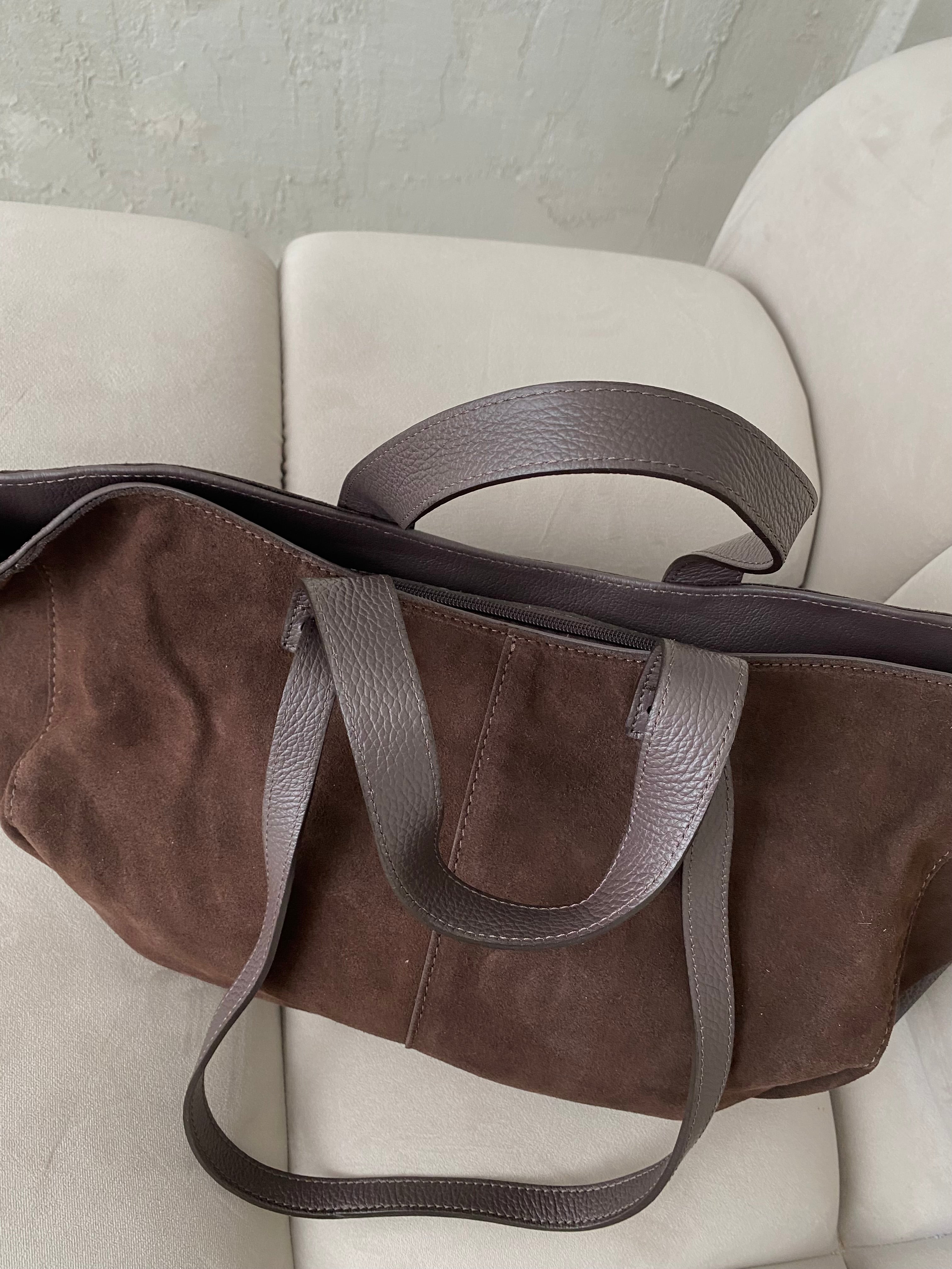 Šokoladinė verstos odos tote rankinė „Sorelle Suede Tote“