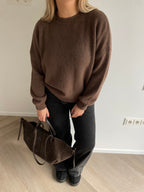 Rudas jaukus alpakos megztinis “Brown Alpaca Cozy Knit”