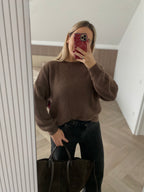 Rudas jaukus alpakos megztinis “Brown Alpaca Cozy Knit”