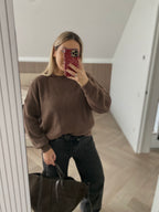 Rudas jaukus alpakos megztinis “Brown Alpaca Cozy Knit”