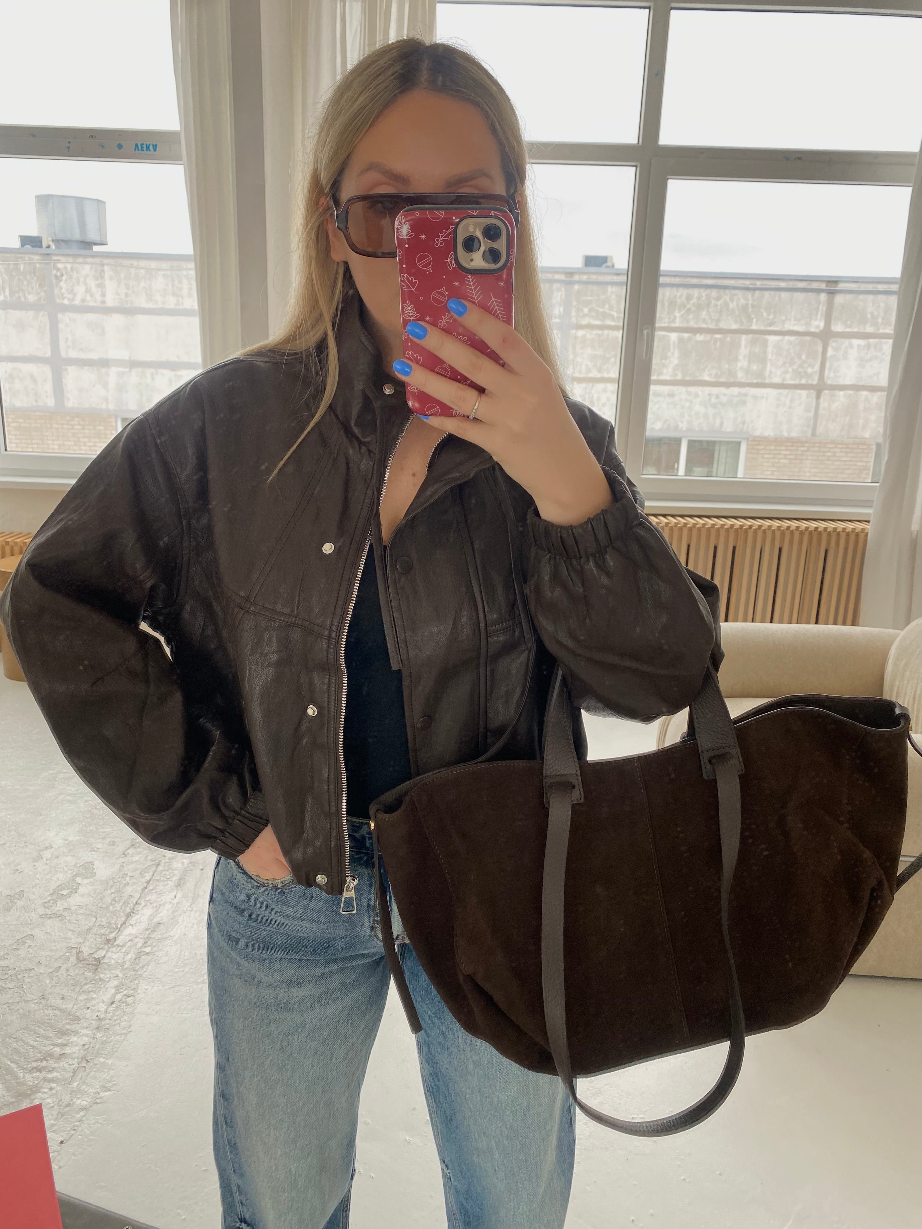 Šokoladinė bomber tipo dirbtinės odos striukė „Monroe Bomber“