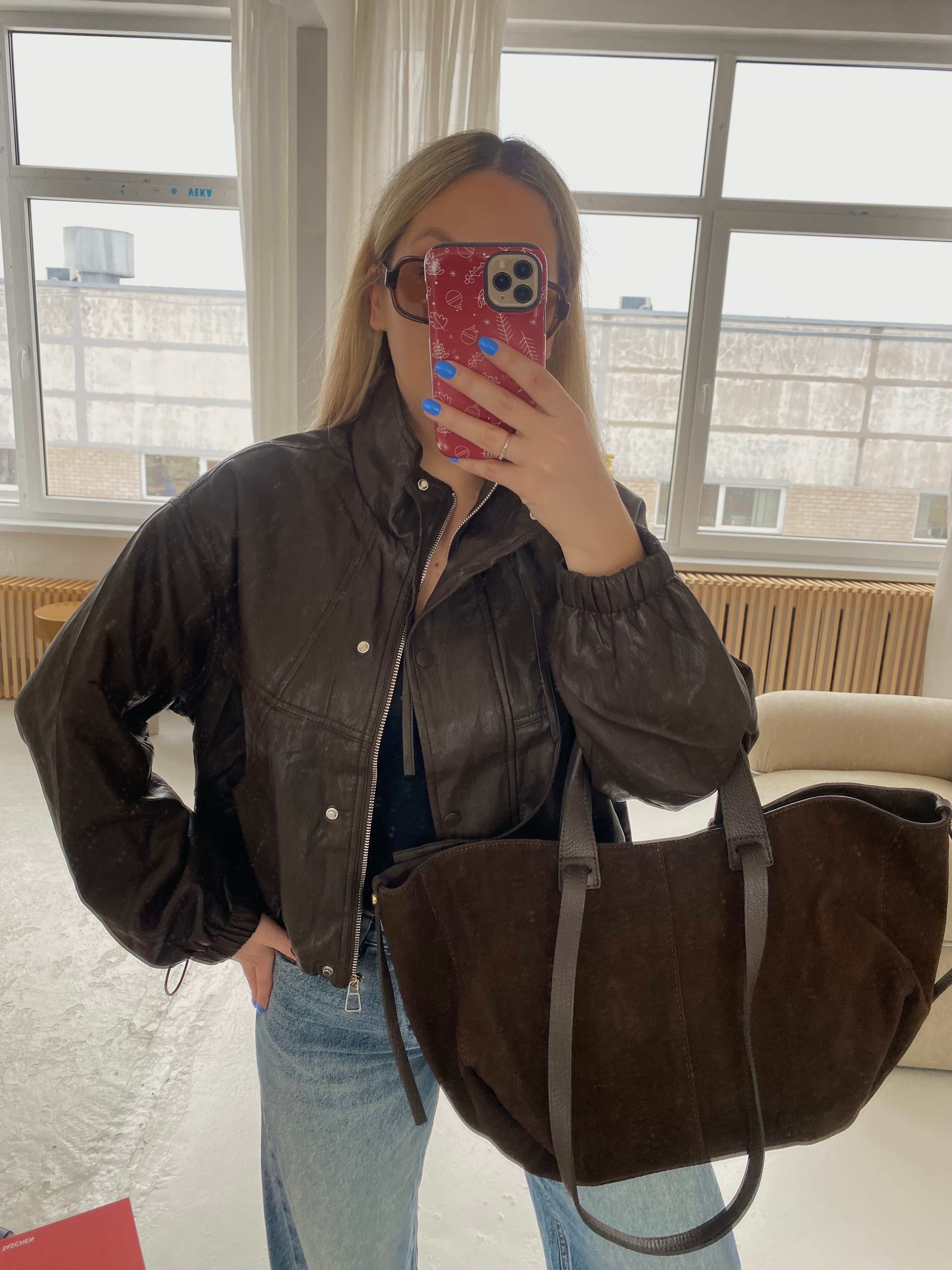 Šokoladinė bomber tipo dirbtinės odos striukė „Monroe Bomber“