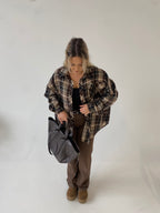 Tamsiai rudi languoti oversize marškiniai “Dark Brown Check Oversize”