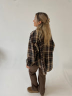 Tamsiai rudi languoti oversize marškiniai “Dark Brown Check Oversize”