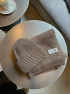 Rudas šaliko ir kepurės komplektas su kašmyru ir vilna (unisex) “Brown Cashmere Wool Set”