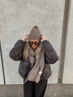 Rudas šaliko ir kepurės komplektas su kašmyru ir vilna (unisex) “Brown Cashmere Wool Set”