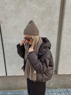 Rudas šaliko ir kepurės komplektas su kašmyru ir vilna (unisex) “Brown Cashmere Wool Set”