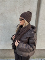 Šokoladinis šaliko ir kepurės komplektas su kašmyru “Chocolate Pure Cashmere Set”