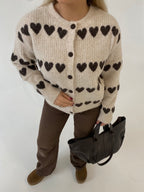 Kreminis šiltas megztinis su širdelėmis “Cozy Heart Cream”