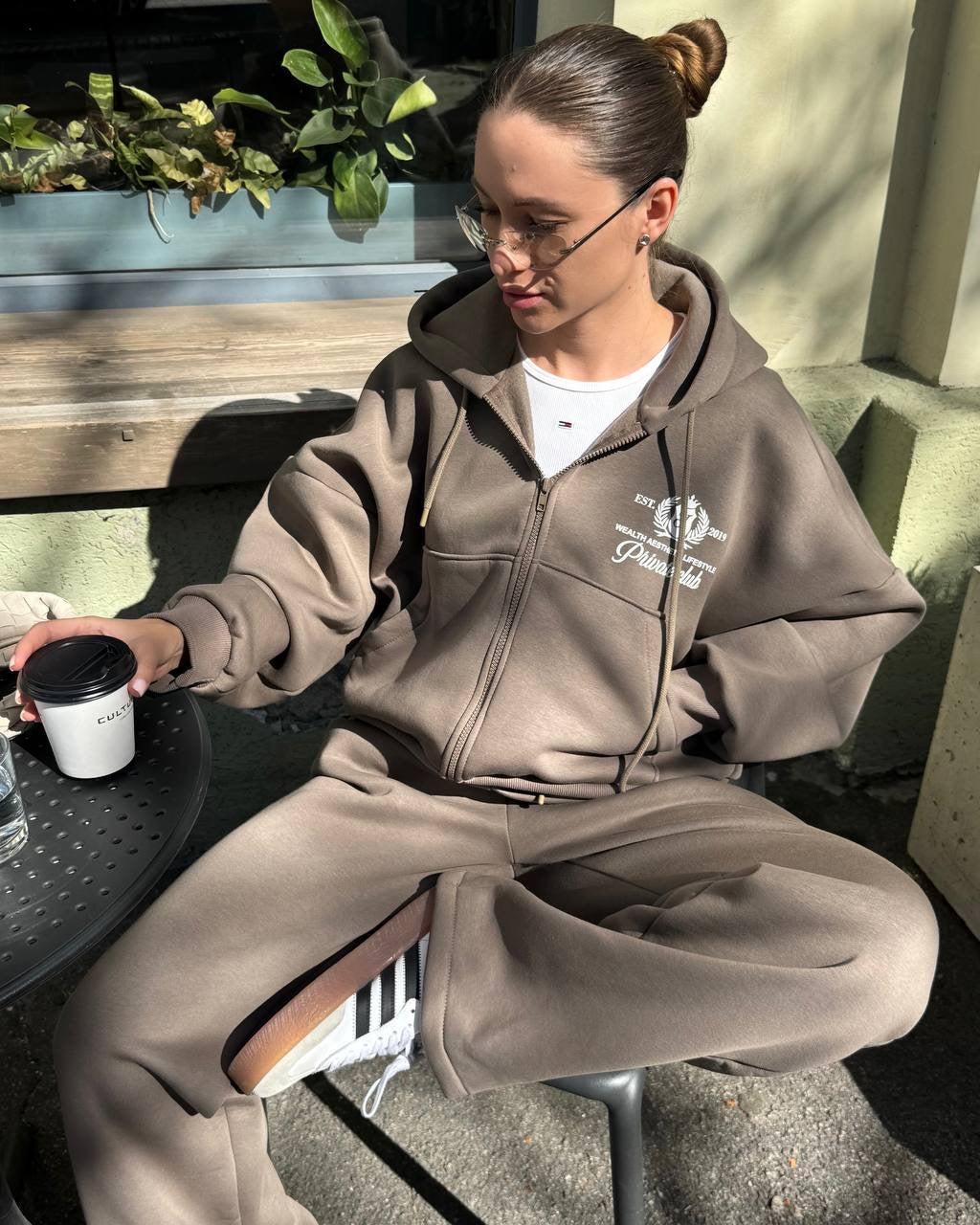 Smėlio spalvos užsegamas laisvalaikio komplektas “Sand Zip Lounge Set”