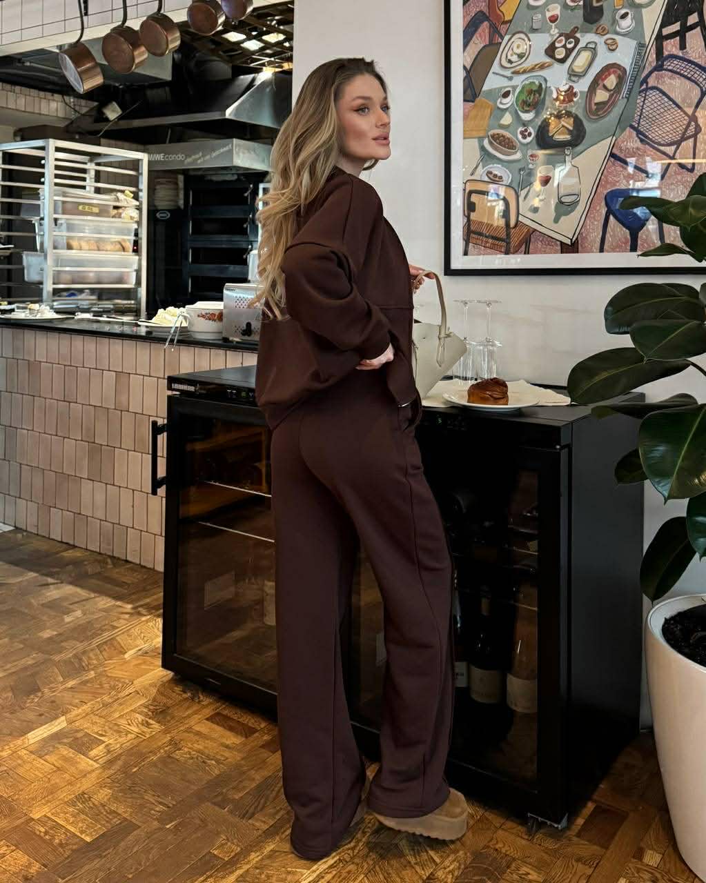 Šokoladinis trisiūlės medvilnės kostiumas „Elowen Cotton Set“