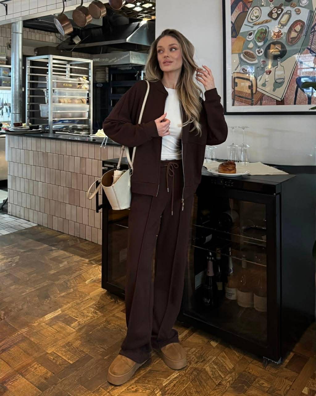 Šokoladinis trisiūlės medvilnės kostiumas „Elowen Cotton Set“