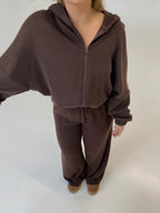 Šiltas megztas laisvalaikio komplektas su vilna “Wool Cozy Chocolate Set”