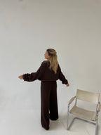 Šiltas megztas laisvalaikio komplektas su vilna “Wool Cozy Chocolate Set”