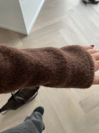 Rudas polo tipo megztinis su alpakos ir lamos vilna “Brown Alpaca Wool Polo Knit”