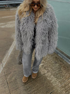 Dirbtiniai lamos kailiniai “Light Grey Mist”