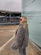 Dirbtiniai lamos kailiniai “Dark Storm”