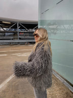 Dirbtiniai lamos kailiniai “Dark Storm”