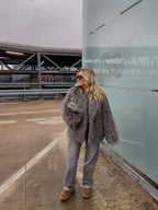 Dirbtiniai lamos kailiniai “Dark Storm”