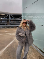 Dirbtiniai lamos kailiniai “Dark Storm”