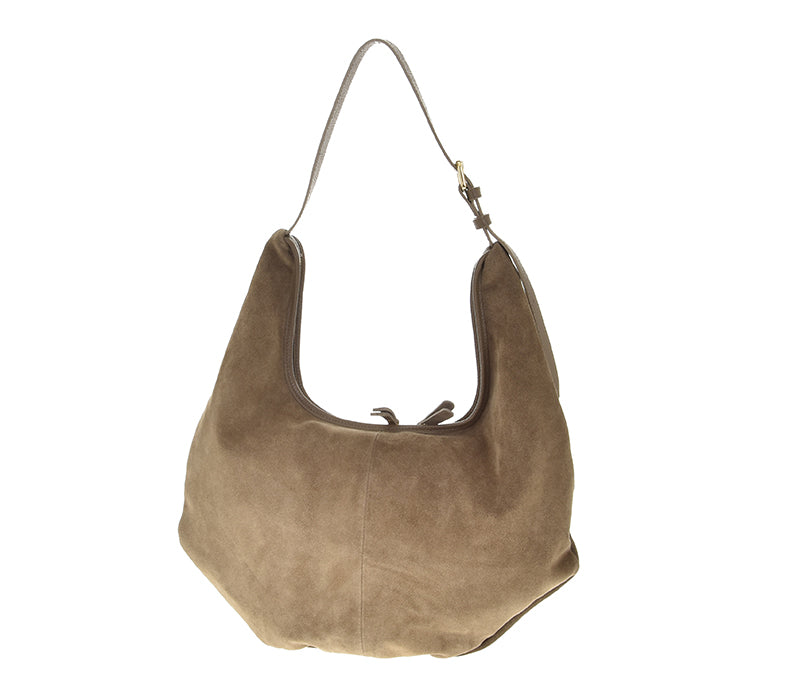 Mocha spalvos verstos odos rankinė „Elara Suede Boho Bag“