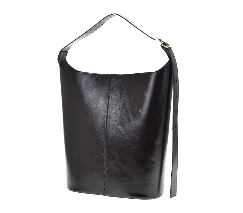 Juoda išskirtinės formos natūralios odos rankinė „Orlina Sculpt Bag“